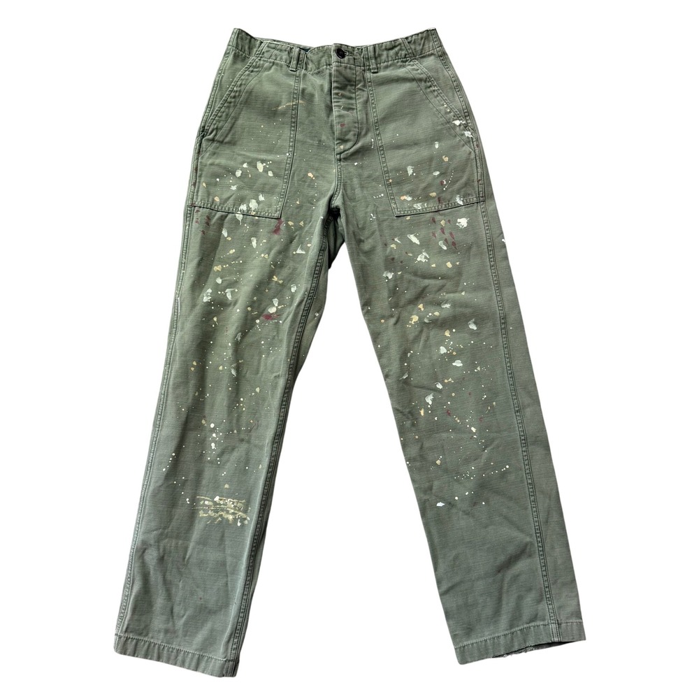 J.Crew Olive Green Paint Splatter Fatigue Utility Pants Straight Leg Size 30